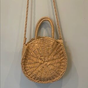 Stylish Tan Woven Round Bag like new